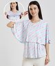 True Shape Cape Sleeves Abstract Printed Maternity Poncho Top With Attached Nursing Cover & Zipless Feeding Access - Sky Blue