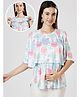 True Shape Cape Sleeves Dots Printed Maternity Poncho Top With Attached Nursing Cover & Zipless Feeding Access - Pink