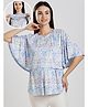 True Shape Cape Sleeves Abstract Printed Maternity Poncho Top With Attached Nursing Cover & Zipless Feeding Access - Lavender