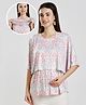 True Shape Cape Sleeves Abstract Printed Maternity Poncho Top With Attached Nursing Cover & Zipless Feeding Access - Pink