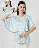 True Shape Cape Sleeves Abstract Printed Maternity Poncho Top With Attached Nursing Cover & Zipless Feeding Access - Sky Blue