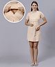 True Shape Half Sleeves Typography Printed Maternity Dress With Two Layer Lift Nursing Access - Cream