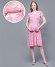 True Shape Half Sleeves Tie Dye Maternity Dress With Zipless Nursing Access - Baby Pink