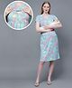 True Shape Half Sleeves Tie Dye Maternity Dress With Zipless Nursing Access - Sea Green