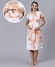 True Shape Half Sleeves Tie Dye Maternity Dress With Zipless Nursing Access - Orange