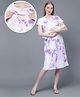 True Shape Half Sleeves Tie Dye Maternity Dress With Zipless Nursing Access - Purple