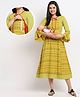 True Shape Three Fourth Bell Sleeves Abstract Printed Maternity Flared Kurta With Concealed Zipper Nursing Access - Light Green