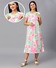 True Shape Half Sleeves Tie Dye Maternity Gown With Zipless Nursing Access - Pink