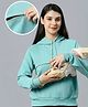 True Shape Full Sleeves Solid Maternity Hoodies With Concealed Zipper Nursing Access - Blue