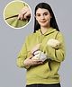 True Shape Full Sleeves Solid Maternity Hoodies With Concealed Zipper Nursing Access - Olive Green