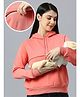 True Shape Full Sleeves Solid Maternity Hoodies With Concealed Zipper Nursing Access - Orange