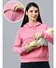 True Shape Full Sleeves Solid Maternity Hoodies With Concealed Zipper Nursing Access - Pink