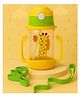 The Cheeky Kidzz Baby Trendy Unbreakable Feeding Straw Bottle Learning Sippy Cup 400ml With Bottom Twin Handles Sipper BPA Free (YELLOW)