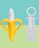 The Cheeky Kidzz Baby Ultra Soft Bristle Gum Massager Banana Silicone Toothbrush With Baby Multipurpose Feeding Medicine Dropper BPA Free