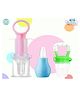 The Cheeky Kidzz Pack of 3 Baby Fruit Nose Suction | Baby Smart Medicine Dropper & Baby Fruit Nibbler Teether and Feeder (PINK-BLUE)