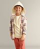 My Milestones Full Sleeves Checked Shirt With Detachable Hoodie - Cream