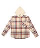 My Milestones Full Sleeves Checked Shirt With Detachable Hoodie - Cream