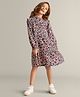 My Milestones Cotton Full Sleeves Floral Printed Dress - Navy Blue
