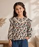 My Milestones Full Sleeves Floral Printed Lace Detailed Top - Cream