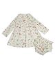 My Milestones Cotton Full Sleeves Floral Printed Dress & Bloomer - Off White