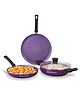 Wonderchef Tivoli Induction Bottom Non-Stick Coated Cookware Set (Aluminium, 4 - Piece), Purple