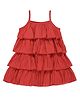 Young Birds Sleeveless Frill Detailed Layered Dress - Red