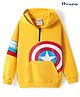 Honeyhap Marvel Terry Knit Full Sleeves Oversized Hooded Sweatshirt with Captain America Shield Graphics & Kangaroo Pockets Detailing - Yellow