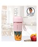 Wonderchef Plastic Nutri-Cup Portable Blender | Usb Charging | Smoothie Maker | Ss Blades | Battery Operated Rechargeable Blender | 300Ml | Compact Size | Pink, In Built Jar, 120 Watts