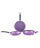 Wonderchef Venice Induction Bottom Non-Stick Coated Kadhai with Lid 24 cm, Fry Pan 24 cm, Dosa Tawa 28 cm , Purple