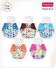 Babyhug Free Size Reusable Cloth Diaper With Inserts & Contrast Flap Pack of 5 - Multicolour