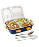 FUNVERSE Lunch Box for Adults - Lunch Box for Kids - with Spoon & Fork - Stainless Steel Lunch Box with 3 Compartment - Durable Perfect Size for On-The-Go Meal, BPA-Free (Blue)(3 Compartment)(750ml)