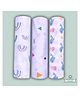 LazyToddler Multipurpose Swaddle Wrap 100% Muslin  Pack of 3 Shapes Print- Multicolour