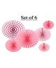 Decor Mantra flower shape home  decoartion paper fan for birthday , baby shower  - Pink - Pack of 6