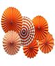 Decor Mantra flower shape home  decoartion paper fan for birthday , baby shower  - Orange - Pack of 6