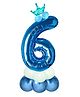 Decor Mantra Number 6 foil balloon 32 inch for birthday decoration items - Blue - Pack of 13