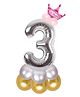 Decor Mantra Number 3 foil balloon 32 inch for birthday decoration items - Silver - Pack of 13