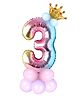 Decor Mantra Number 3 foil balloon 32 inch for birthday decoration items - Multi Color - Pack of 13