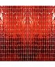 Decor Mantra sqaure foil fringe curtain for backdrop in birthday  , baby shower party decoration - Red - Pack of 2