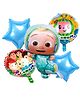Decor Mantra coco melon theme foil balloon for kids birthday decoration - Multi Color - Pack of 5