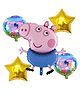 Decor Mantra pepa pig foil balloon character theme kids birthday celebration - Blue & pink - Pack of 5