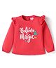 Babyhug Cotton Knit Full Peasant Sleeves Believe in Magic Printed Top with Frill Detailing - Red