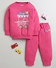 BUMZEE Cotton Full Sleeves Cotton Candy Text Printed Coordinating Sweatshirt & Joggers Set - Pink
