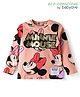 Babyoye Disney Single Jersey Knit Full Sleeves T-Shirt with Minnie Mouse Print & Gold Foil Detailing - Peach