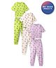Primo Gino Cotton Knit Half Sleeves Night Suits With Fruit Print Pack of 3 - Green Lavender & Off White