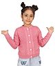 JoE Hazel Full Sleeves Cable Knit Designed Stone Embellished Cardigan Sweater  - Pink