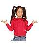 JoE Hazel Full Sleeves Self Designed & Pearls Embellished Sweater - Hot Pink