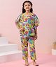SAY Pure Cotton Woven Half Batwing Sleeves Floral Printed Coordinating Kaftan & Pajama Set - Multi Colour