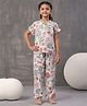 SAY Pure Cotton Woven Half Sleeves Floral Printed Coordinating Top & Pajama Set - Multi Colour