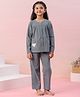 SAY Pure Cotton Woven Full Sleeves Heart Printed Coordinating Shirt & Pajama Set - Grey