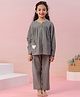 SAY Pure Cotton Woven Full Sleeves Heart Designed Night Suit Set - Grey